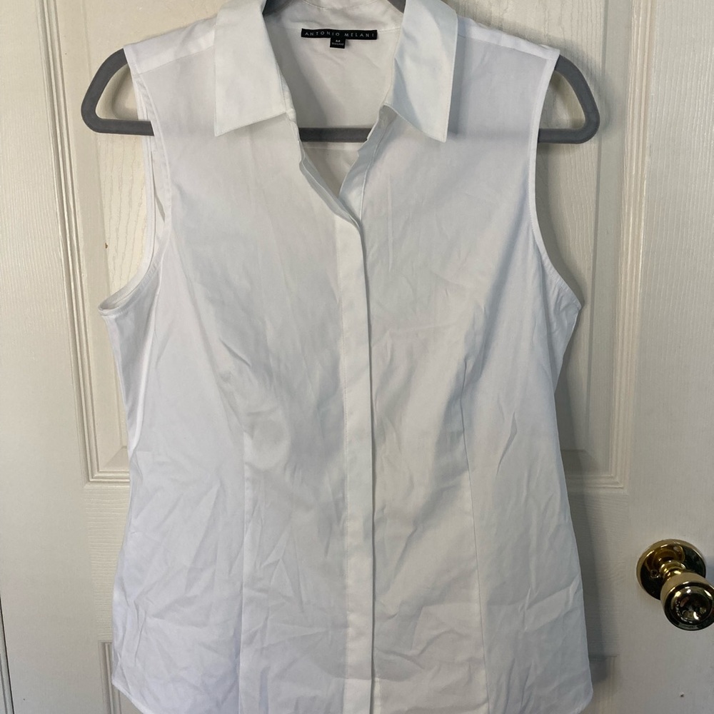 White Antonio Melani Sleeveless Button Up